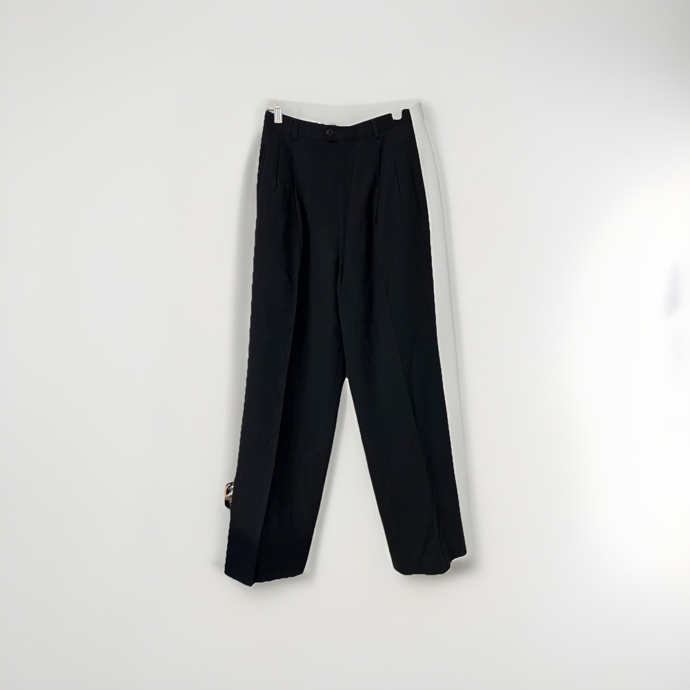 Vintage Kasper Black 100% wool pants ASL womens Sz 4  pleated Lined wide leg‎